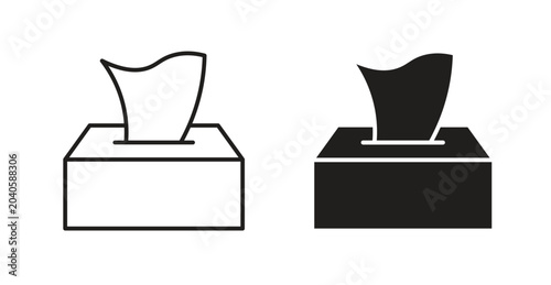 Tableau sur toile Box tissue line icon vector set.