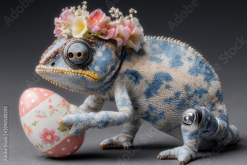 Quirky easter happiness: lizard embraces festive spirit. Futuris