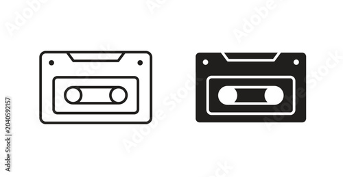 Obraz na płótnie Cassette tape line icon vector set.