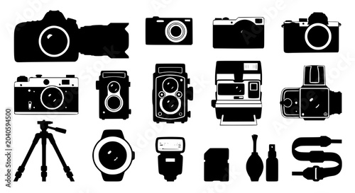Tableau sur toile Flat Camera Vector Icons for Photography and Multimedia Design