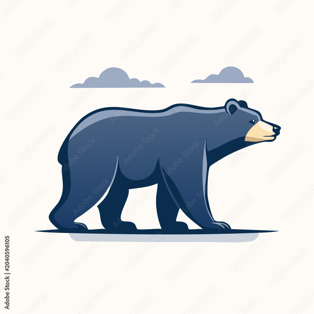 Fototapeta premium Stylized Illustration of a Dark Blue Bear Walking
