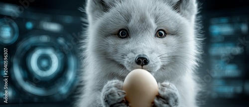Charming easter fox: a delightful greeting image. Digital analyt