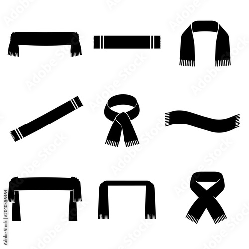 Collection of black martial arts belt illustrations in various poses on white background