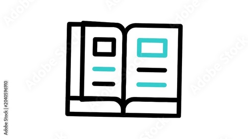 Animated Book Reading Literature Study Education Icon Loop