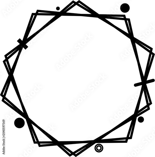 Photos Black interlocking polygon, geometric line frame, abstract symbol vector