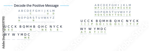 Canvastavla Decode the positive message alphabet decoder puzzle educational illustration