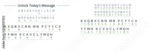 Fényképezés Unlock today's message alphabet decoder puzzle educational illustration