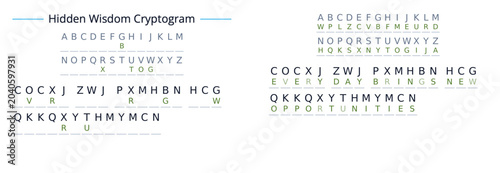 Fotografía Hidden wisdom cryptogram alphabet decoder puzzle educational illustration