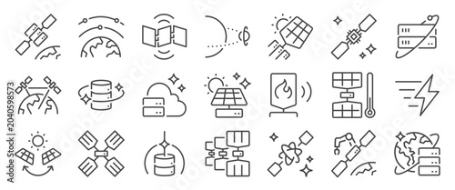 Obraz na plátně Space data center icon set