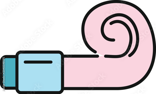 Canvas Print Party blower with pink coiled paper and blue mouthpiece for celebration