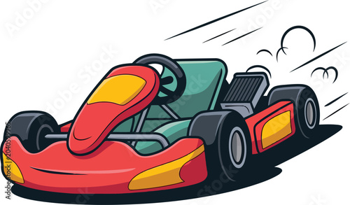 Cute cartoon a illustrator vector kart racing