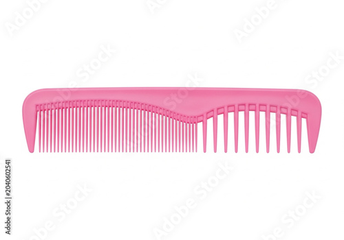 Pink plastic hair comb isolated on white background