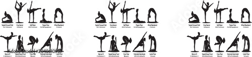 Camel pose yoga sequence illustrations anatomical sketch variations