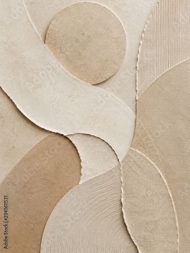 Japandi abstract wall art with neutral textured geometric shapes for minimalist home decor