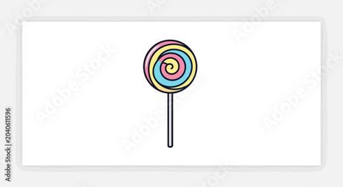 Colorful Swirl Lollipop Candy on White Background