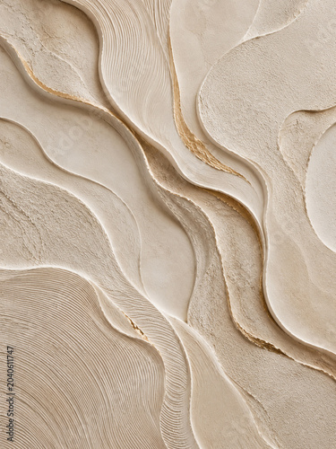 Neutral abstract wall art with textured organic waves and gold accents for modern home decor
