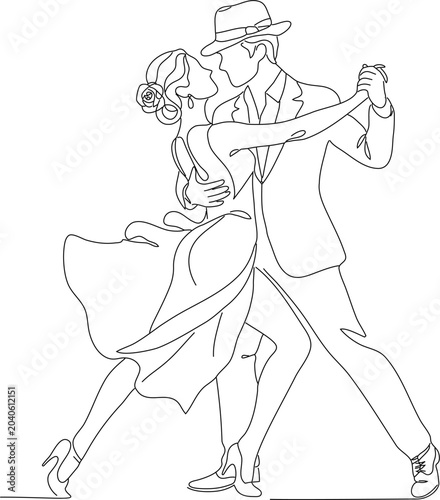vector illustration of a tango couple dancing