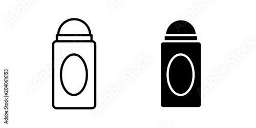 Deodorant icon in outline and solid style, isolated on white background. Ideal for personal care, hygiene, and beauty product features in mobile and web design