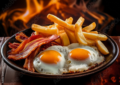 Huevos fritos con bacon