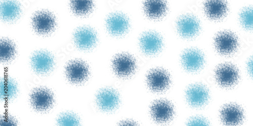 Seamless pattern of circles consisting of indigo blue and polka dots linen fabric effects texture background pattern design.