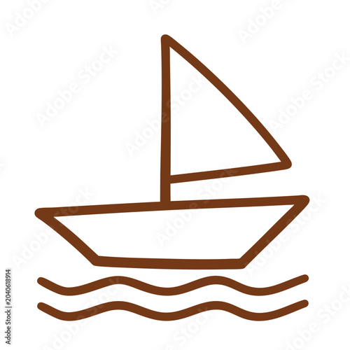 Minimalist outline icon of a simple sailboat on water.