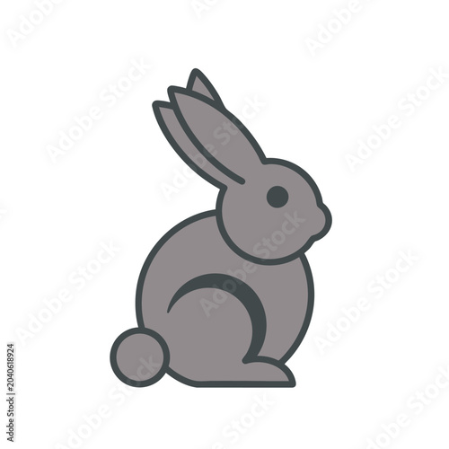 Minimalist grey icon of a sitting rabbit.