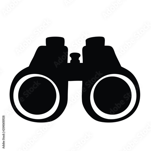 Black silhouette icon of binoculars for observation.