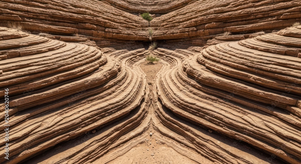 Fototapeta premium Symmetrical Sandstone Layers Form Natural Abstract Pattern.