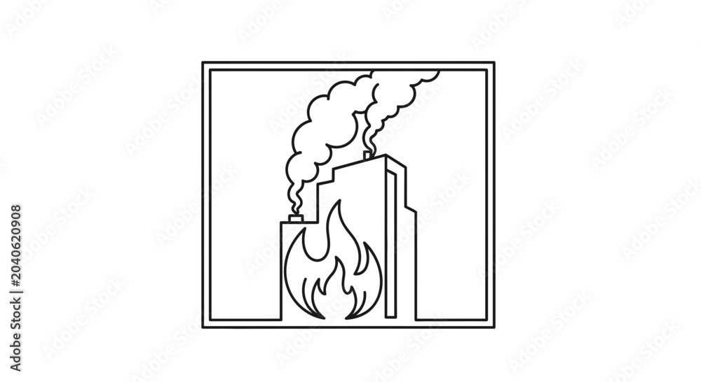 Fototapeta premium Industrial chimney emitting smoke and fire, symbolizing pollution and energy production