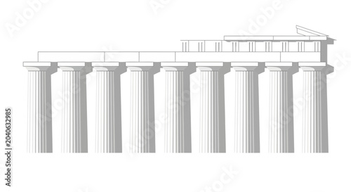 Minimalist vector illustration of ancient Greek Parthenon temple