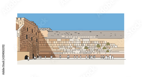 Minimalist architectural illustration of a historic building facade