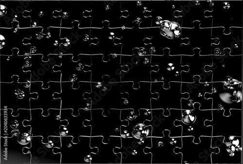 Foto artsy abstract jigsaw puzzle - black glass with glossy water drops texture backg