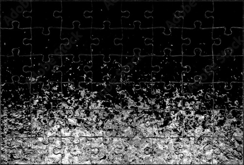 Bild auf Leinwand artsy abstract jigsaw puzzle - bubbling waterfall on black glass texture backgro