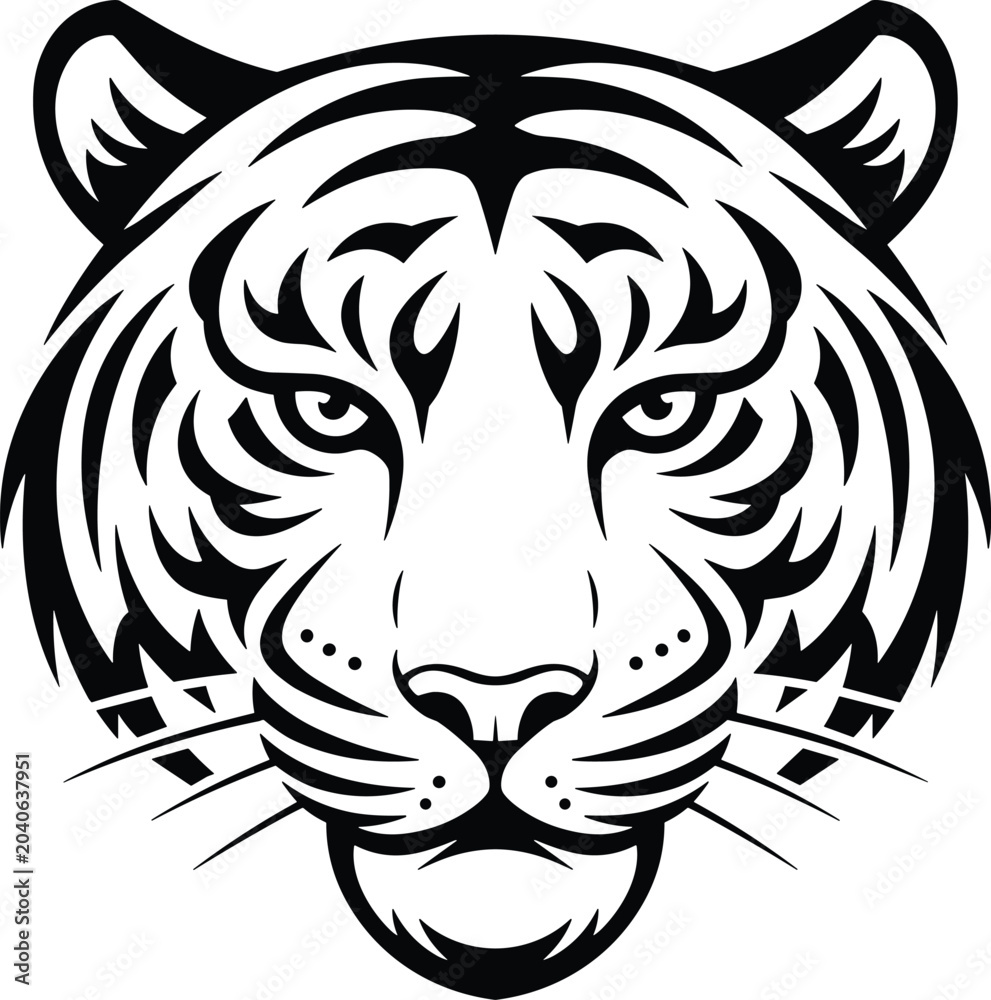 Obraz premium Tribal Tiger Face Tattoo Design Vector Illustration