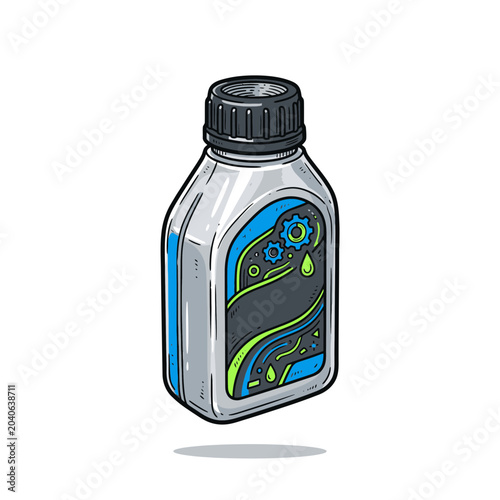 Fotografi Motor oil bottle vector illustra