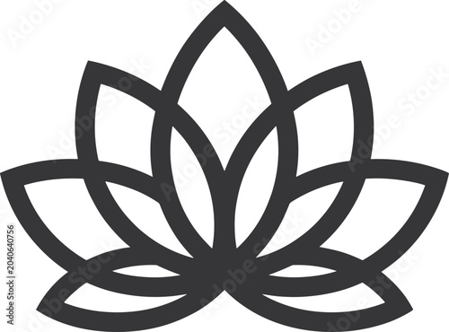 Lotus Flower Symbol Outline Geometric Abstract Design Minimalist Zen Concept Stock Icon