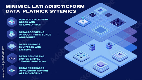 Isometric ai platform stack diagram with data layers and analytics tools minimal flat design