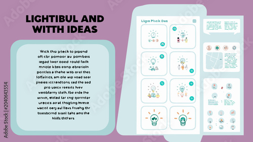 Startup pitch deck slide with lightbulb idea concept and creative inspiration