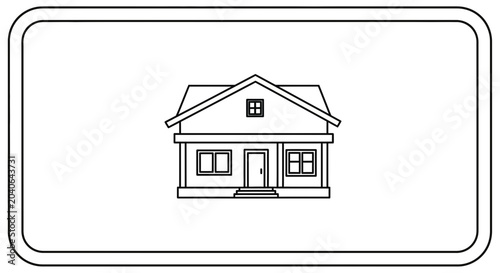 Simple Line Art House Icon, Minimalist Residential Building Outline, Vector Illustration