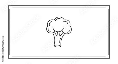 Simple Line Art Icon of a Broccoli Florets, Healthy Food Symbol