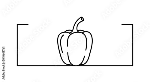 Simple Line Art Icon of a Bell Pepper, Minimalist Vegetable Illustration