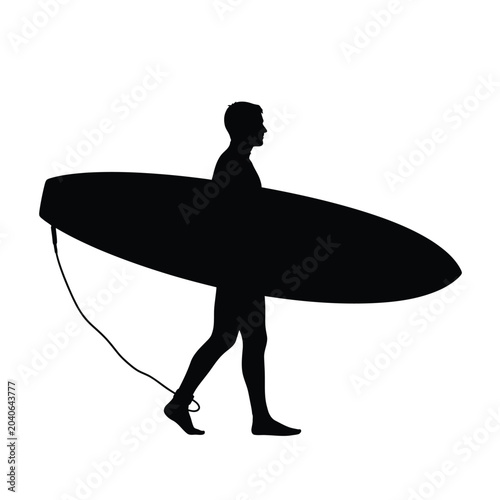 Man walking with surfboard under arm