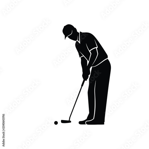 Man playing golf with a club and ball