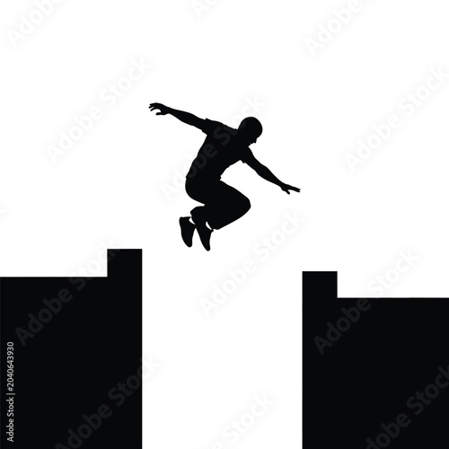Man jumping over an obstacle with arms outstretched