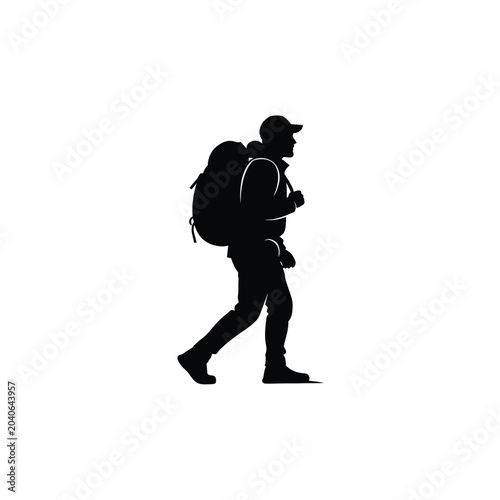 man walking with backpack on