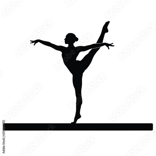 woman performing ballet pose on a balance beam