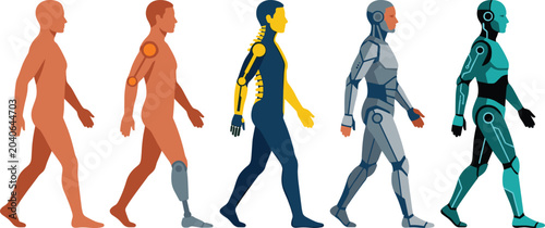 Konstfotografi Human Evolution to Cyborg Transformation Illustration with Prosthetic Enhancemen