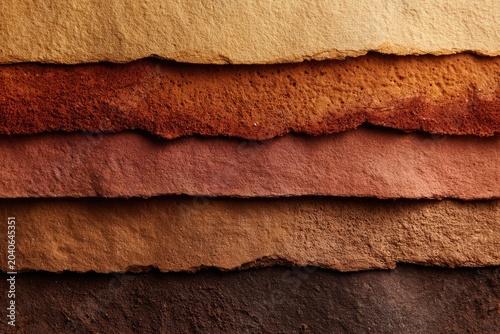 Layered earth tone palette ranging from warm ochre to deep brown, organic color graduation in minimalist composition for sustainable branding and natural design concept