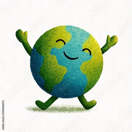 Happy Earth Character Illustration for Environmental Awareness and Sustainability Campaigns