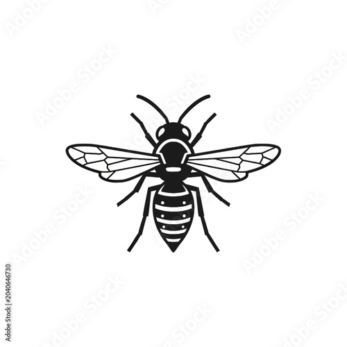 Foto Detailed Black and White Illustration of a Wasp.